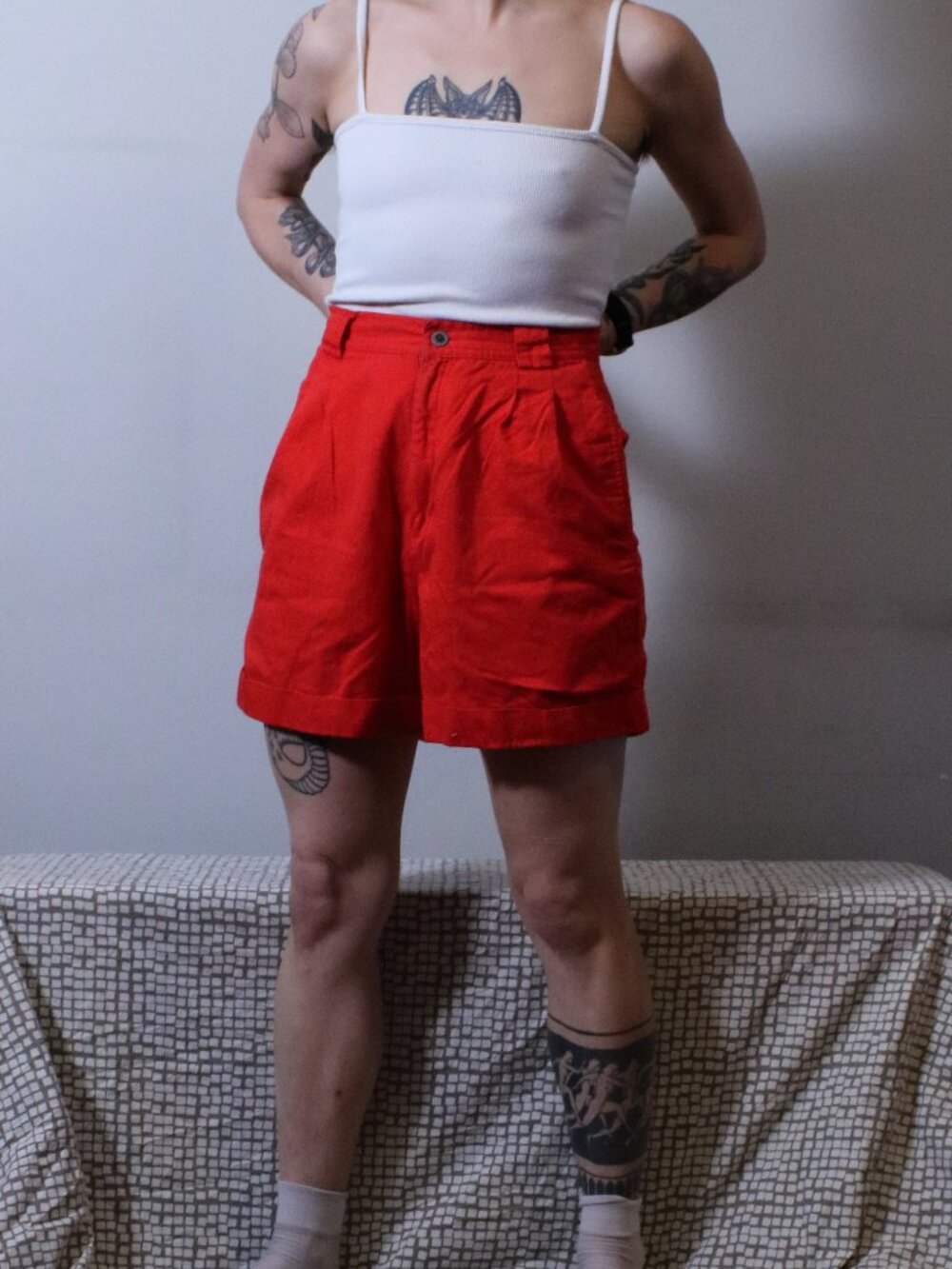 Vintage Red High-Waisted Shorts 25"
